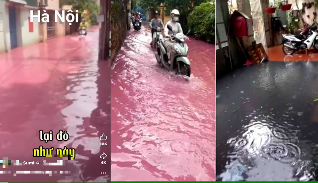 Chủ tịch Hà Nội yêu cầu kiểm tra thông tin nước màu đỏ lạ tràn vào nhà dân